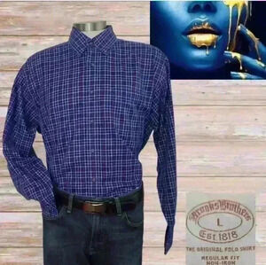 Brooks Brothers 1818 Regular Fit Non Iron Mens Shirt Plaid Long Sleeve Size M